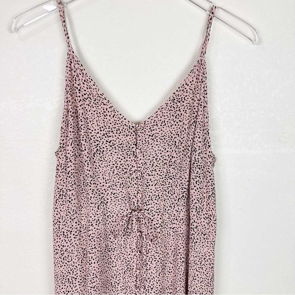 Rails Pink Midi Ruffle Dotted Spaghetti Dress Lar… - image 3